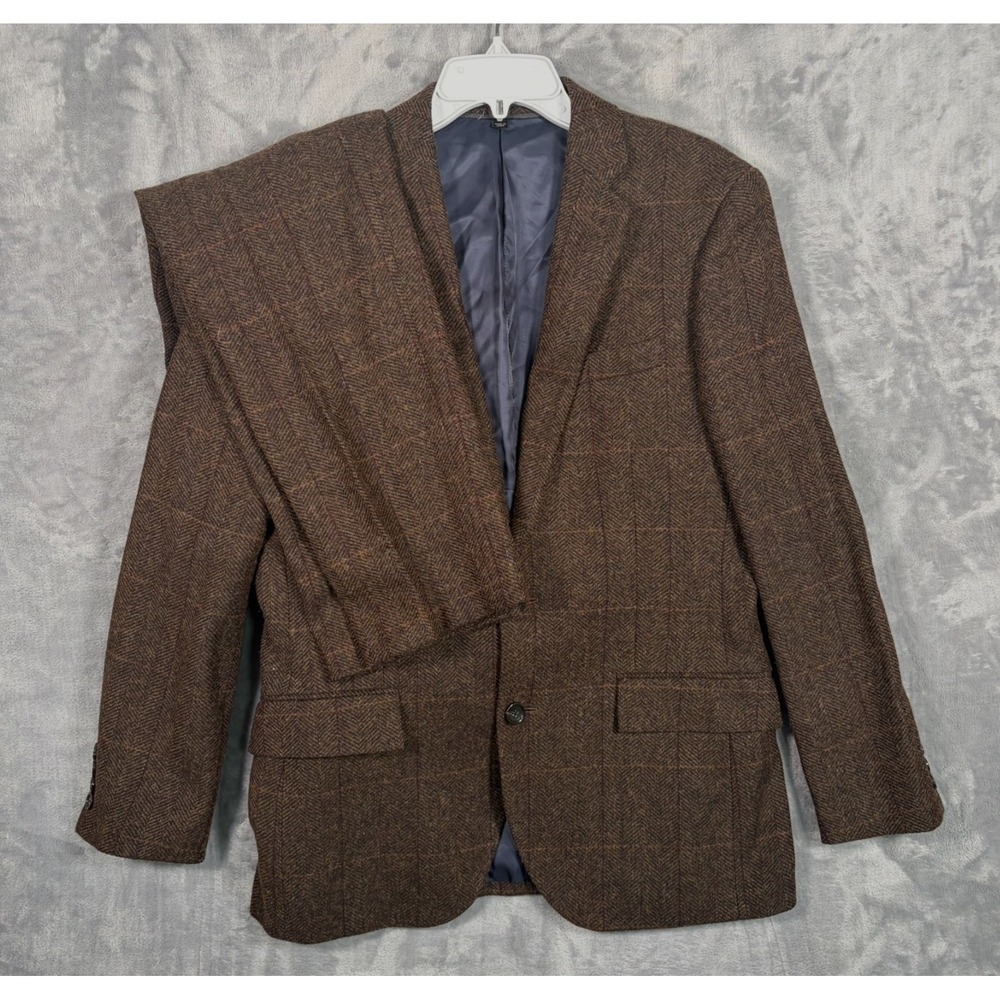 J Crew Ludlow Moon 2 Piece Suit Mens 38S Brown Tweed Blazer Coat Pants Plaid